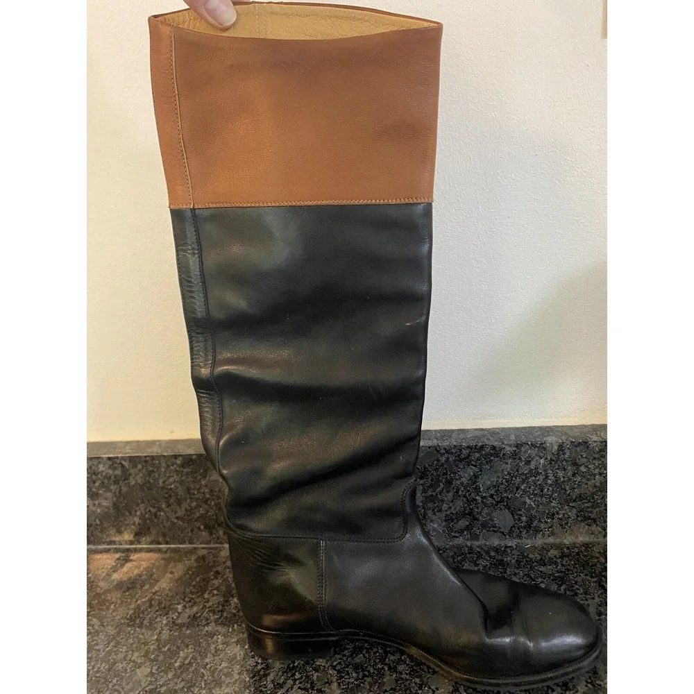 Gravati Black & Brown Knee‎ High Riding Boots Equestrian 8 Italy